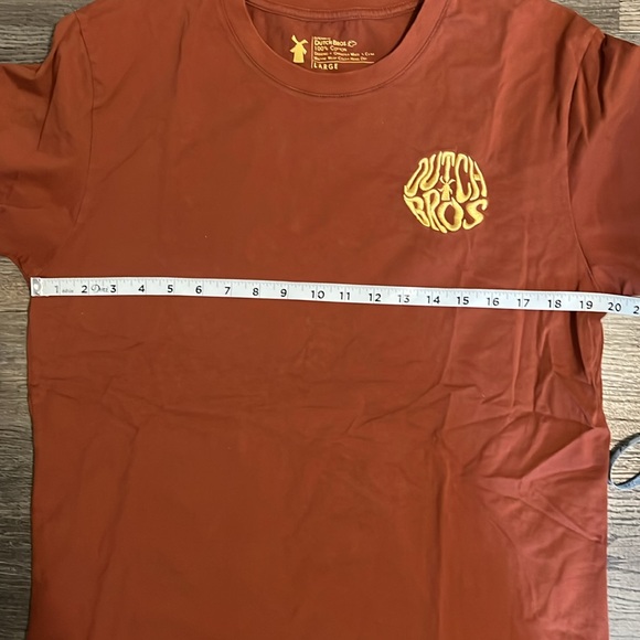 Dutch Bros Rust/Brown Short Sleeve Tee w/Retro Wavy Embroidered DB Logo - Picture 7 of 11
